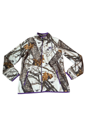 Mossy Oak White Camo Fleece Jacket Full Zip Hunting Outdoor SIZE L